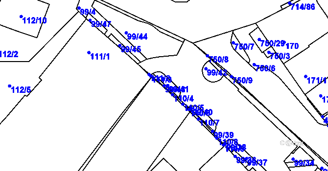Parcela st. 99/43 v KÚ Březno u Chomutova, Katastrální mapa