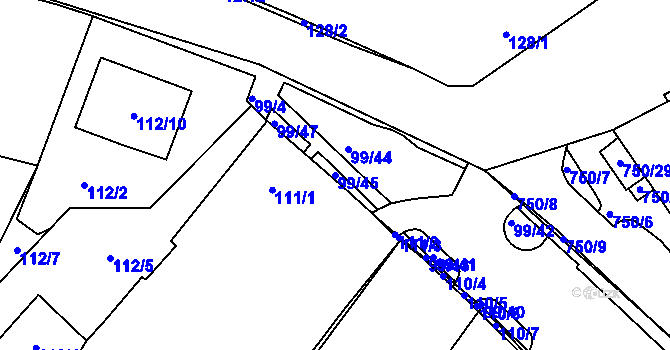 Parcela st. 99/45 v KÚ Březno u Chomutova, Katastrální mapa