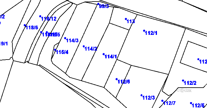 Parcela st. 114/1 v KÚ Březno u Chomutova, Katastrální mapa