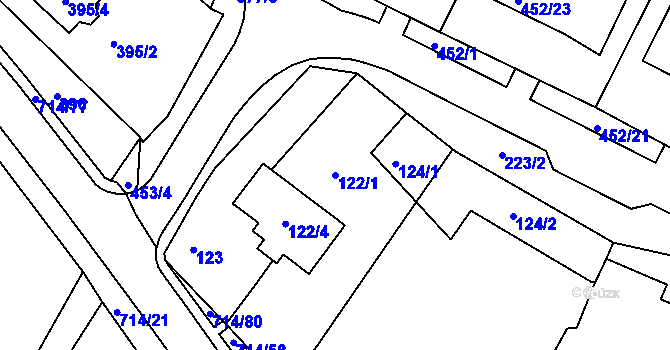 Parcela st. 122/1 v KÚ Březno u Chomutova, Katastrální mapa