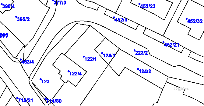 Parcela st. 124/1 v KÚ Březno u Chomutova, Katastrální mapa