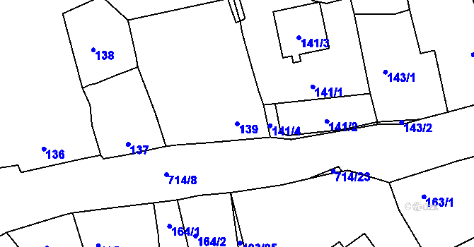 Parcela st. 139 v KÚ Březno u Chomutova, Katastrální mapa