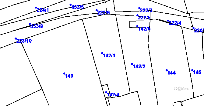 Parcela st. 142/1 v KÚ Březno u Chomutova, Katastrální mapa