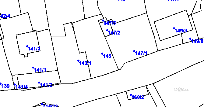Parcela st. 145 v KÚ Březno u Chomutova, Katastrální mapa