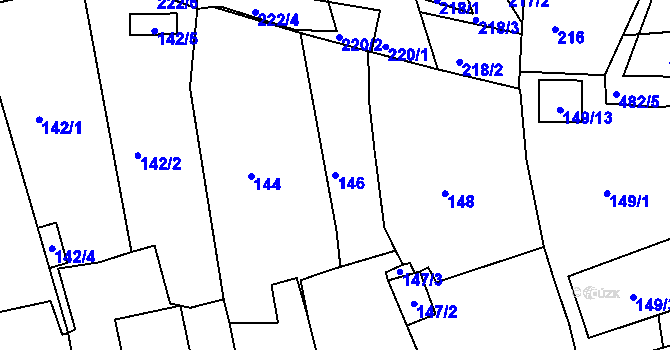 Parcela st. 146 v KÚ Březno u Chomutova, Katastrální mapa