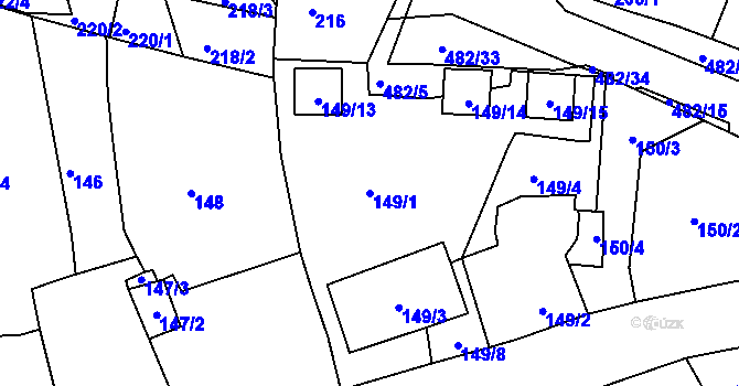 Parcela st. 149/1 v KÚ Březno u Chomutova, Katastrální mapa