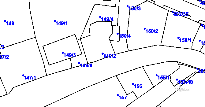 Parcela st. 149/2 v KÚ Březno u Chomutova, Katastrální mapa