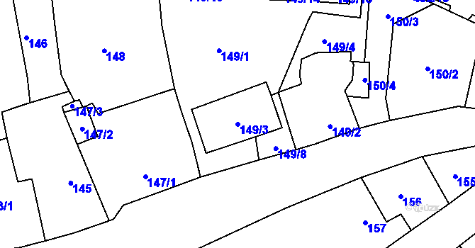 Parcela st. 149/3 v KÚ Březno u Chomutova, Katastrální mapa
