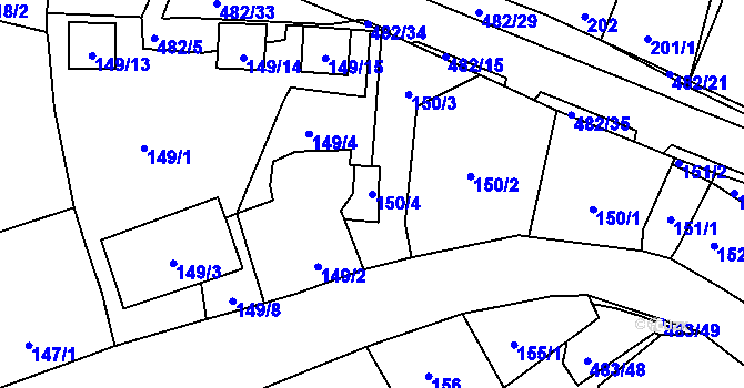 Parcela st. 150/4 v KÚ Březno u Chomutova, Katastrální mapa
