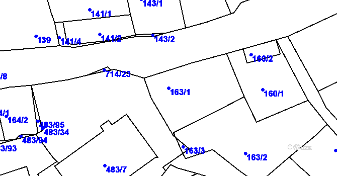 Parcela st. 163/1 v KÚ Březno u Chomutova, Katastrální mapa
