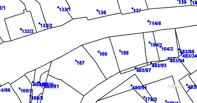 Parcela st. 166 v KÚ Březno u Chomutova, Katastrální mapa