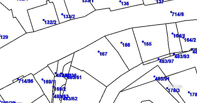 Parcela st. 167 v KÚ Březno u Chomutova, Katastrální mapa
