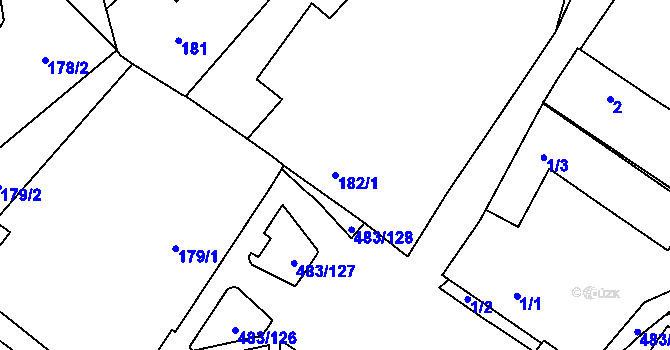 Parcela st. 182/1 v KÚ Březno u Chomutova, Katastrální mapa
