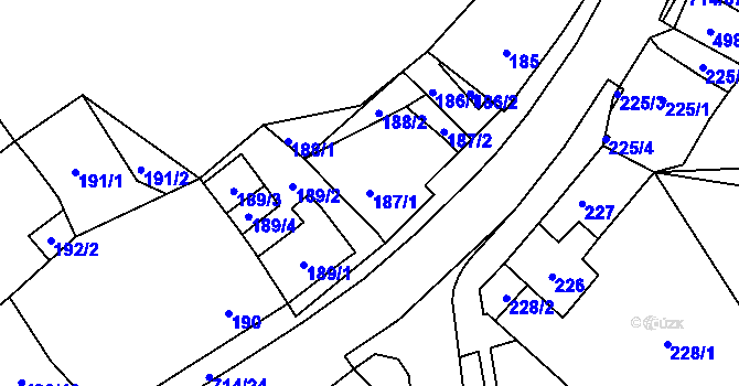 Parcela st. 187/1 v KÚ Březno u Chomutova, Katastrální mapa