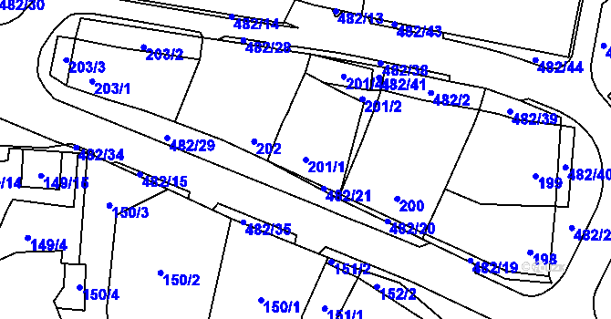 Parcela st. 201/1 v KÚ Březno u Chomutova, Katastrální mapa