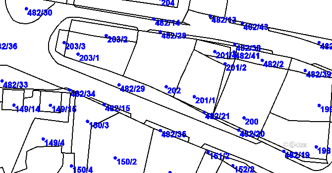 Parcela st. 202 v KÚ Březno u Chomutova, Katastrální mapa