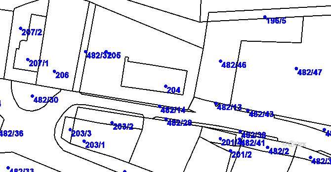 Parcela st. 204 v KÚ Březno u Chomutova, Katastrální mapa