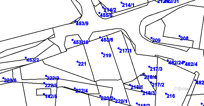 Parcela st. 219 v KÚ Březno u Chomutova, Katastrální mapa