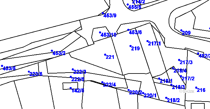 Parcela st. 221 v KÚ Březno u Chomutova, Katastrální mapa