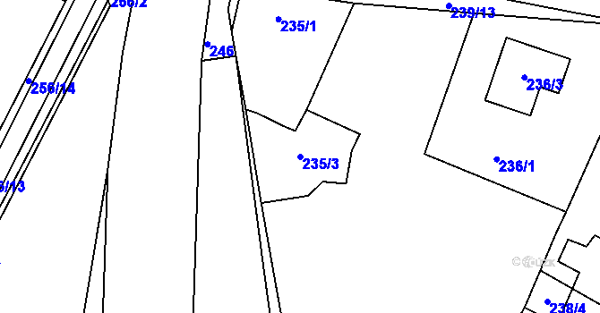 Parcela st. 235/3 v KÚ Březno u Chomutova, Katastrální mapa
