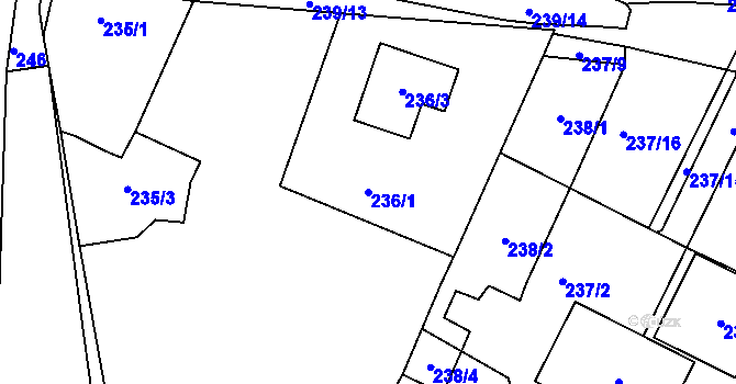 Parcela st. 236/1 v KÚ Březno u Chomutova, Katastrální mapa