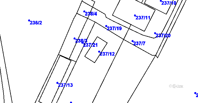 Parcela st. 237/12 v KÚ Březno u Chomutova, Katastrální mapa