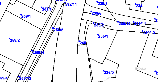 Parcela st. 246 v KÚ Březno u Chomutova, Katastrální mapa