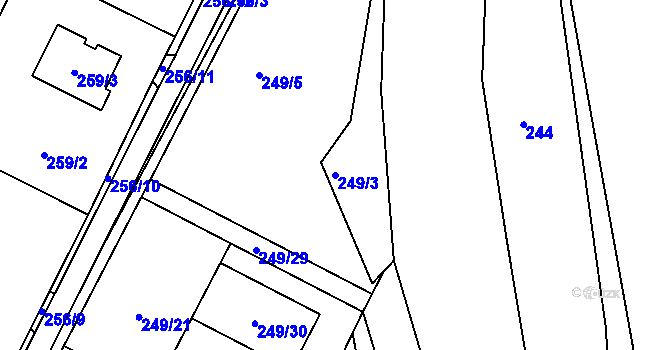 Parcela st. 249/3 v KÚ Březno u Chomutova, Katastrální mapa