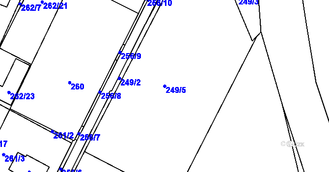 Parcela st. 249/5 v KÚ Březno u Chomutova, Katastrální mapa