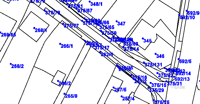 Parcela st. 262/5 v KÚ Březno u Chomutova, Katastrální mapa