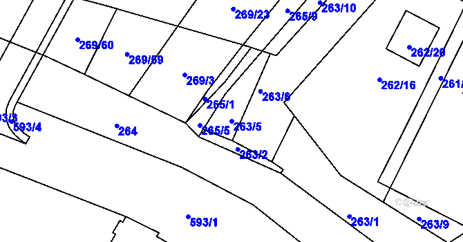 Parcela st. 263/5 v KÚ Březno u Chomutova, Katastrální mapa