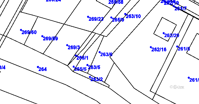 Parcela st. 263/6 v KÚ Březno u Chomutova, Katastrální mapa