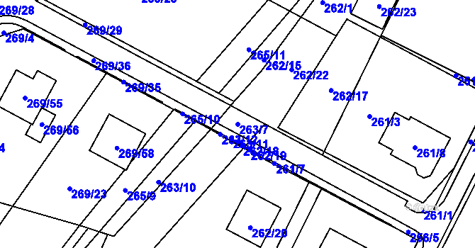 Parcela st. 263/7 v KÚ Březno u Chomutova, Katastrální mapa