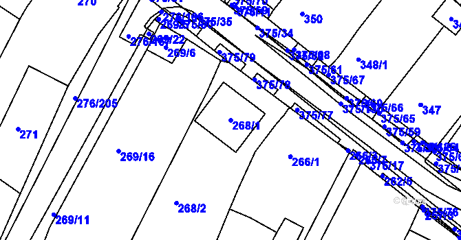 Parcela st. 268/1 v KÚ Březno u Chomutova, Katastrální mapa