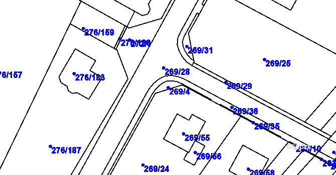 Parcela st. 269/4 v KÚ Březno u Chomutova, Katastrální mapa