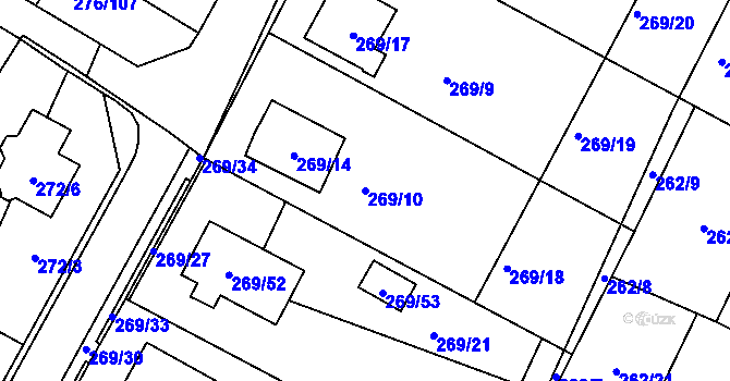 Parcela st. 269/10 v KÚ Březno u Chomutova, Katastrální mapa