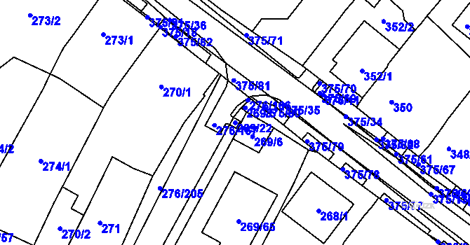 Parcela st. 269/22 v KÚ Březno u Chomutova, Katastrální mapa