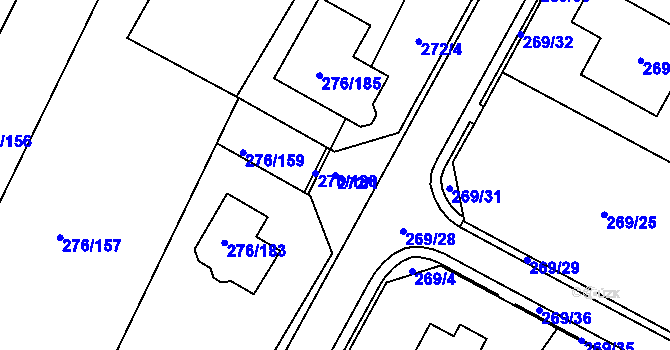 Parcela st. 272/1 v KÚ Březno u Chomutova, Katastrální mapa
