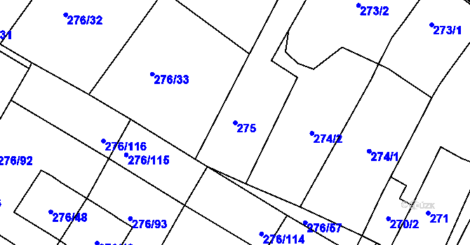 Parcela st. 275 v KÚ Březno u Chomutova, Katastrální mapa