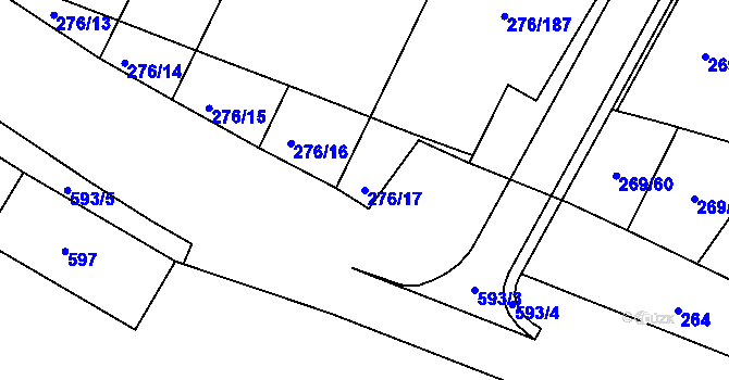 Parcela st. 276/17 v KÚ Březno u Chomutova, Katastrální mapa