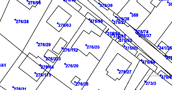Parcela st. 276/25 v KÚ Březno u Chomutova, Katastrální mapa