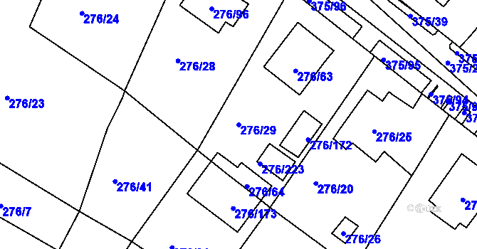 Parcela st. 276/29 v KÚ Březno u Chomutova, Katastrální mapa
