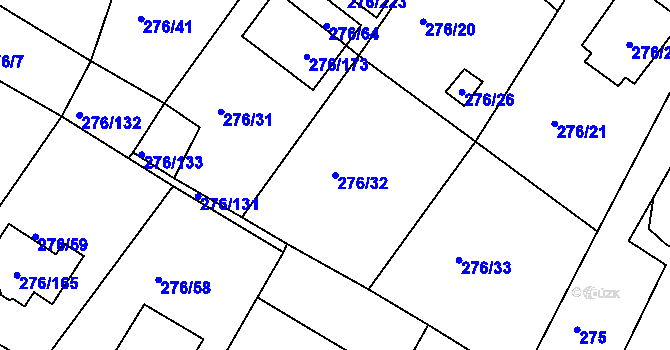 Parcela st. 276/32 v KÚ Březno u Chomutova, Katastrální mapa