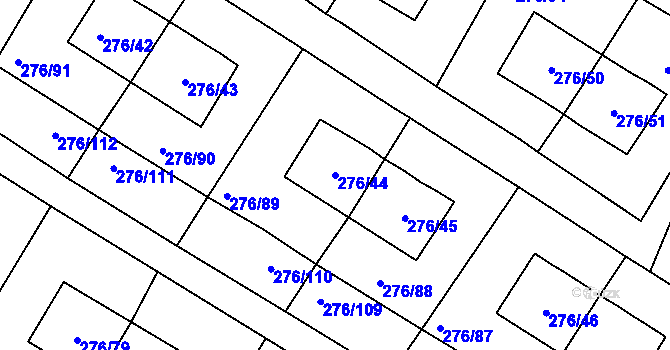 Parcela st. 276/44 v KÚ Březno u Chomutova, Katastrální mapa