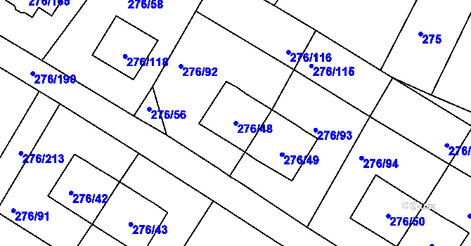 Parcela st. 276/48 v KÚ Březno u Chomutova, Katastrální mapa