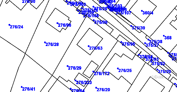 Parcela st. 276/63 v KÚ Březno u Chomutova, Katastrální mapa