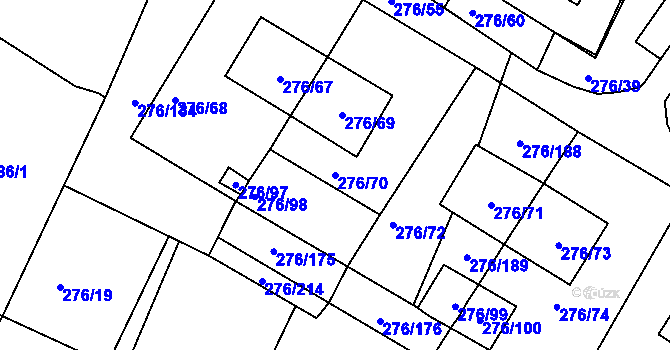 Parcela st. 276/70 v KÚ Březno u Chomutova, Katastrální mapa