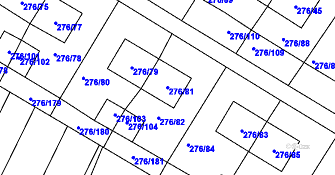 Parcela st. 276/81 v KÚ Březno u Chomutova, Katastrální mapa