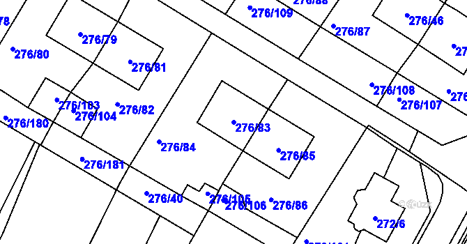 Parcela st. 276/83 v KÚ Březno u Chomutova, Katastrální mapa