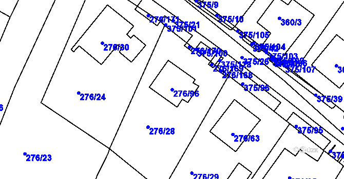 Parcela st. 276/96 v KÚ Březno u Chomutova, Katastrální mapa